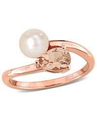 Rina Limor - 10K Rose 0.75 Ct. Tw. Morganite & 6-6.5Mm Pearl Ring - Lyst