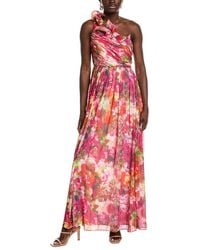 Badgley Mischka - One Shoulder Ruffle Gown - Lyst