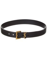 Saint Laurent - Cassandre Leather Belt - Lyst