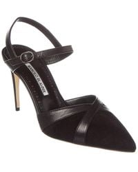 Manolo Blahnik - Aristida 90 Suede & Leather Pump - Lyst