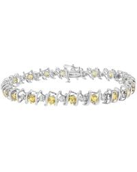 Haus of Brilliance - Colorful Gemstones 4.62 Ct. Tw. Diamond & Lab-Grown Citrine Tennis Bracelet - Lyst