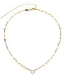 Adornia - 14K Plated Mother Of Pearl Cz Mini Heart Chain Necklace - Lyst