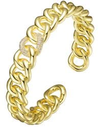 Rachel Glauber - 14k Plated Cz Chain Cuff Bracelet - Lyst