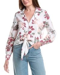 Ellen Tracy - Tie Front Linen-Blend Shirt - Lyst