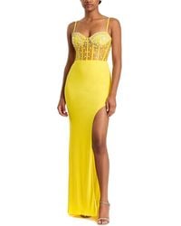 Mac Duggal - Spaghetti Strap Beaded Sheer Bodice Gown - Lyst