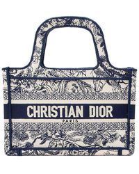 Dior - Blue Canvas Toile De Jouy Mini Book Tote (authentic Pre-loved) - Lyst