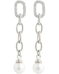Sterling Forever - Cz Daphne Chain Drop Stud Earrings - Lyst
