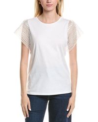 Jones New York - Crochet Flutter Sleeve Top - Lyst