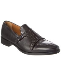 Ted Baker - Seyie Double Monk Croc-embossed Leather Loafer - Lyst