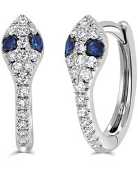 Sabrina Designs - 14k 0.14 Ct. Tw. Diamond & Sapphire Snake Huggie Earrings - Lyst