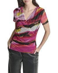 DKNY - Faux Wrap Top - Lyst