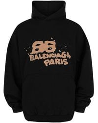 Balenciaga - Hand Drawn Bb Icon Cotton Hoodie - Lyst