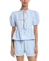 REVERIEE - Tie Front Top - Lyst