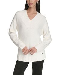 Halston - V-Neck Boucle Sweater - Lyst