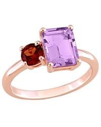 Rina Limor - Toi & Moi Rose Gold Plated 2.81 Ct. Tw. Garnet & Amethyst Ring - Lyst