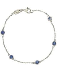 Suzy Levian - Silver Diamond & Sapphire Station Bracelet - Lyst