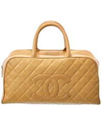 Chanel - Quilted Caviar Leather Medium Cc Bowler Bag (Authentic Pre-Owned) - Lyst