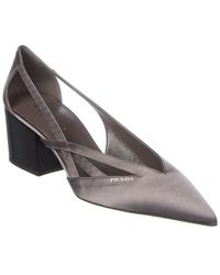 Prada - Logo Satin Pointy-Toe Pump - Lyst