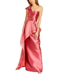 Teri Jon One-shoulder Silk-blend Gown - Pink