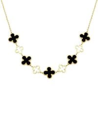 Italian Gold - 14K Onyx Station Layered Clover Necklace - Lyst