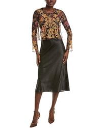 Johnny Was - Kym Mesh Silk Midi Dress - Lyst