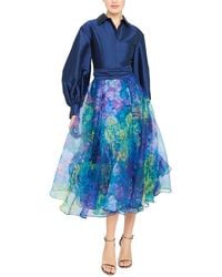 THEIA - Mary Midi Dress - Lyst