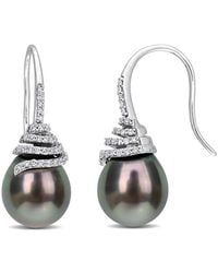 Rina Limor - Contemporary Pearls 14k 0.32 Ct. Tw. Diamond 10-11mm Pearl Swirl Earrings - Lyst