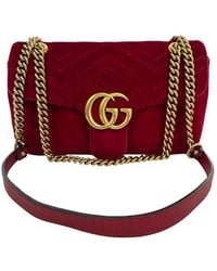 Gucci - Velvet Small Gg Marmont Shoulder Bag (Authentic Pre-Loved) - Lyst