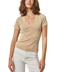 Lilla P - Sunwashed Cap Sleeve V-Neck T-Shirt - Lyst