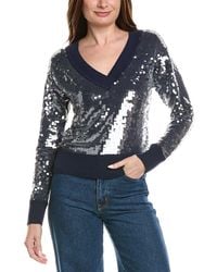 MILLY - Ilaria Sequin V-Neck Sweater - Lyst