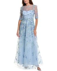 Teri Jon - Embroidered Tulle Gown - Lyst