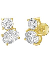 Diana M. Jewels - Diana M. 14K 3.00 Ct. Tw. Lab-Grown Diamond Two-Stone Earrings - Lyst