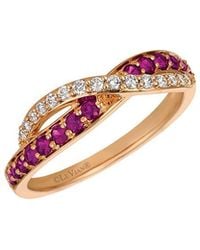 Le Vian - Le Vian Passion Ruby Gladiator 14k Rose Gold 0.58 Ct. Tw. Diamond & Ruby Half-eternity Cocktail Ring - Lyst