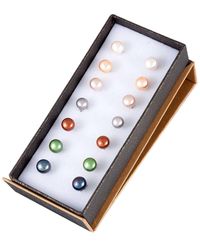 Splendid - Set Of 7 Pairs Silver 7-8mm Pearl Studs - Lyst