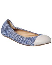 Lanvin Tweed Cap Toe Ballet Flat - Blue