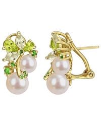 Rina Limor - Plated 2.55 Ct. Tw. Gemstone & 6-8.5Mm Pearl Earrings - Lyst