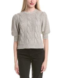 Autumn Cashmere - Puff Sleeve Cable Cashmere & Wool-Blend Sweater - Lyst