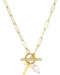 Adornia - 18K Plated Stainless Steel 7Mm Pearl Necklace - Lyst