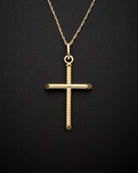 Italian Gold - 14k Cross Pendant Necklace - Lyst