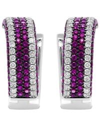 Haus of Brilliance - Colorful Gemstones 18K 5.52 Ct. Tw. Diamond & Ruby Hoop Earrings - Lyst
