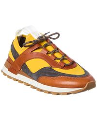 Ferragamo - Indy Leather & Suede-Trim Sneaker - Lyst