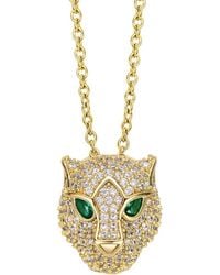 Rachel Glauber - 14k Plated Cz Animal Pendant Necklace - Lyst