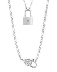 Glaze Jewelry - Silver Cz Padlock Necklace Set - Lyst