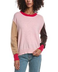 Brodie Cashmere - Color Block Crewneck 100% Cashmere Sweater - Lyst