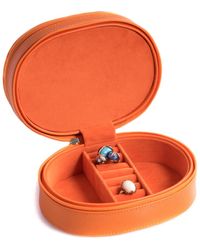 Bey-berk Lizard Leather 2-level Jewellery Case - Orange
