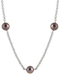 Splendid - Rhodium Plated 8.5-9mm Pearl Necklace - Lyst