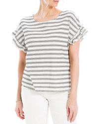 Max Studio - Ruffle Sleeve Stripe Top - Lyst
