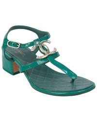 CHANEL - Leather Cc Logo Strap Sandal (Authentic Pre-Loved) - Lyst