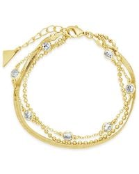 Sterling Forever - 14k Plated Cz Layered Bracelet - Lyst