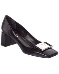 Prada - Logo 55 Glossed Leather Pump - Lyst